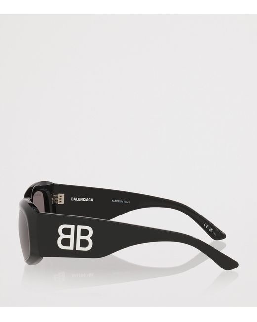 Balenciaga Gray Acetate Bb0395S Rectangular Sunglasses