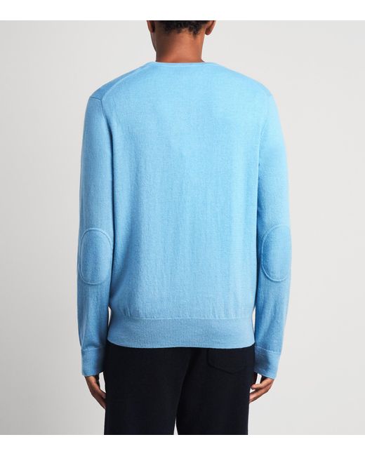 Allude Blue Cashmere V-Neck Sweater for men