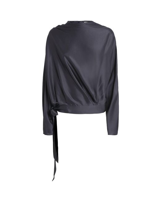 Staud Blue Silk-Blend Phoebe Top