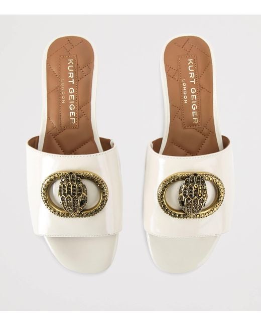 Kurt Geiger White Patent Leather Chelsea Flat Sandals