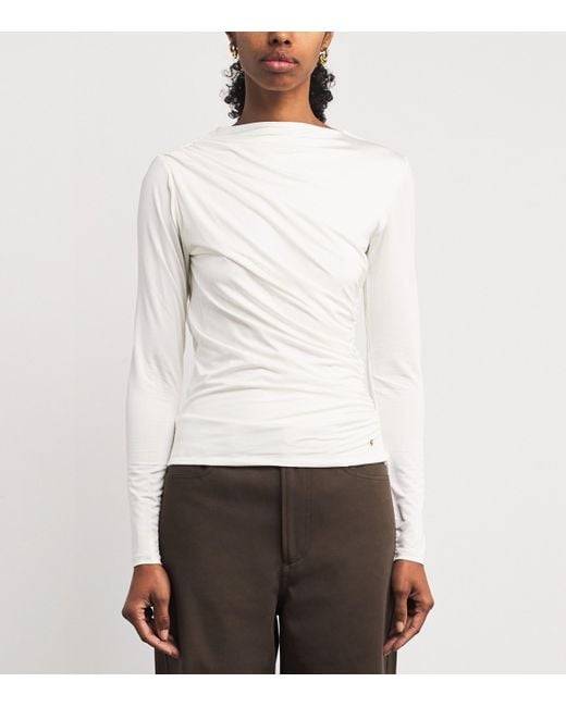 Anine Bing White Ruched Bray Top