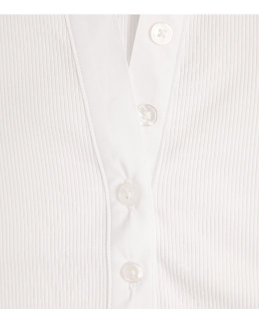 Veronica Beard White Stretch-Cotton Kearney Polo Shirt