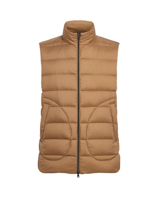 Herno Brown Down Quilted Gilet for men