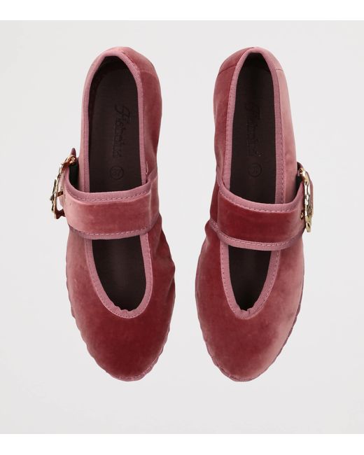 Flabelus Red Velvet Sophie Mary Jane Flats