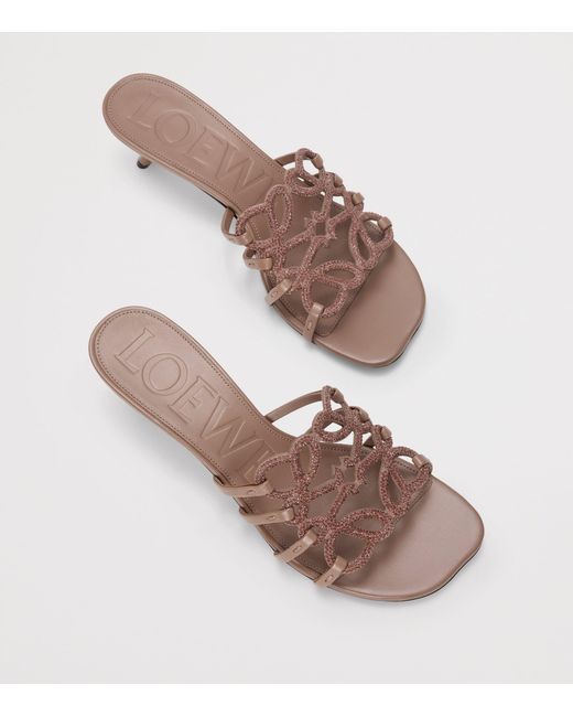 Loewe Brown Leather Petal Anagram Mules 45
