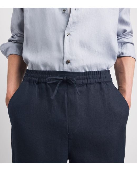 CHE Blue Linen Avila Straight Trousers for men