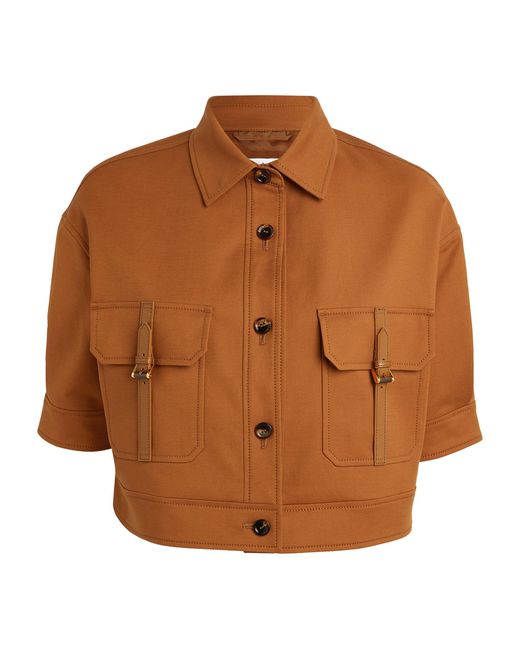Max Mara Brown Stretch-cotton Shirt Jacket