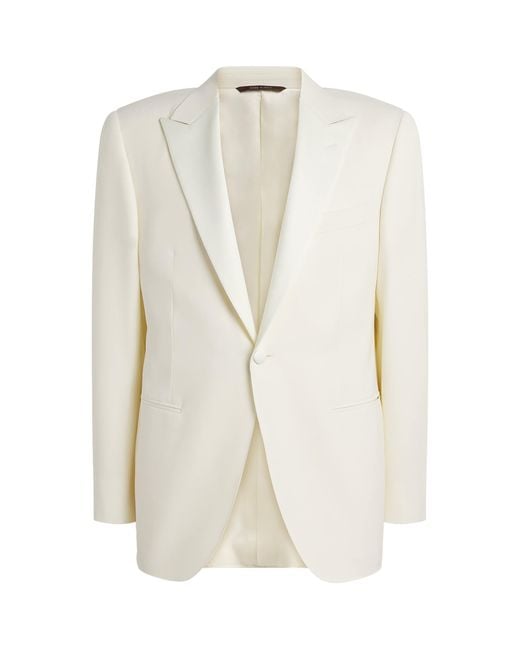 Canali White Wool Tuxedo Jacket for men