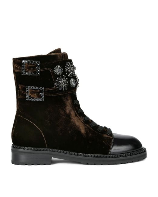 Kurt Geiger Black Velvet Stoop Ankle Boots