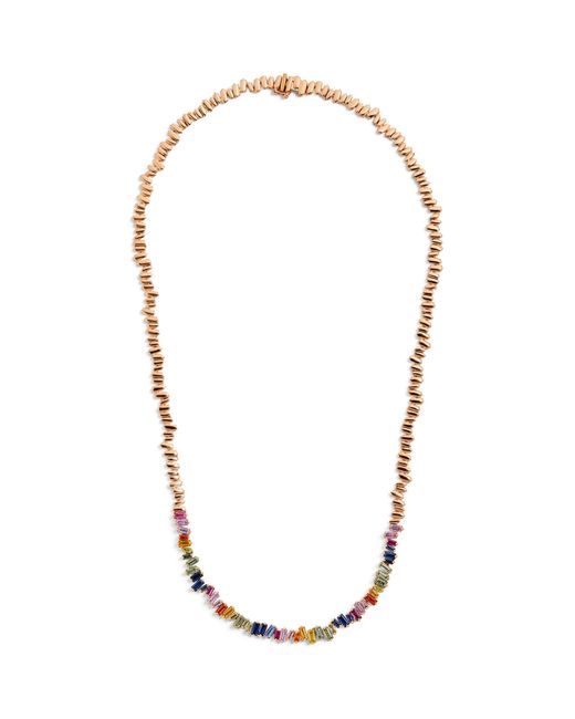 Suzanne Kalan Rose Gold And Rainbow Sapphire Classic Id Tennis Necklace ...