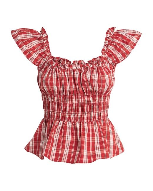 Faithfull The Brand Cotton Shirred Janne Top