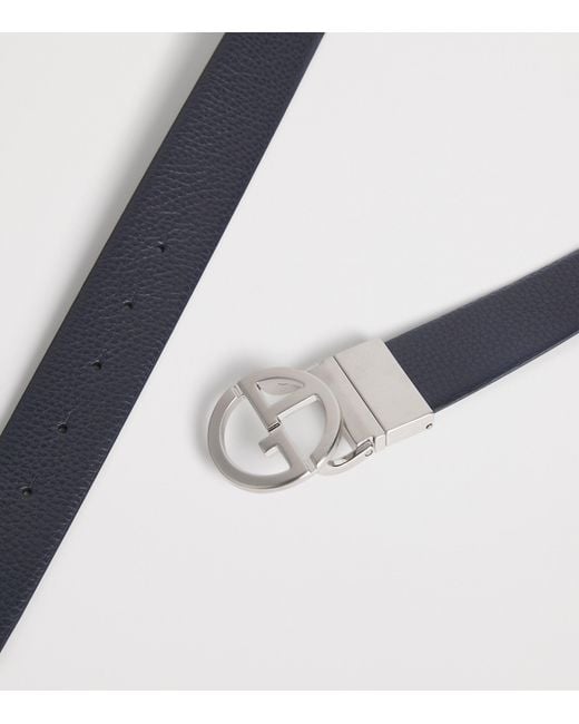 Giorgio Armani Blue Leather Reversible Belt Strap for men