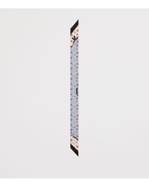 Dolce & Gabbana White Silk Floral Skinny Scarf