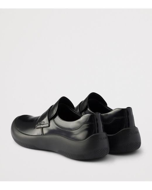 Prada Black Brushed Leather Loafers for men