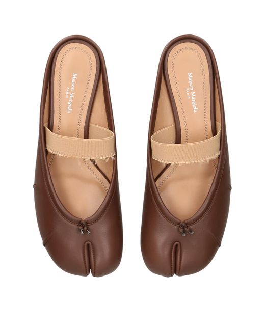 Maison Margiela Brown Leather Tabi Ballet Mules