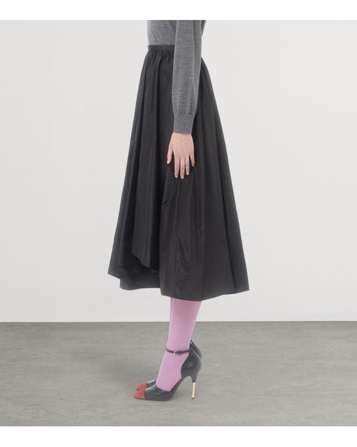 Valentino Black Silk Pleated Midi Skirt