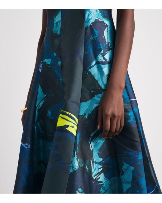 Roksanda Blue Brushstroke Print Zelia Midi Dress