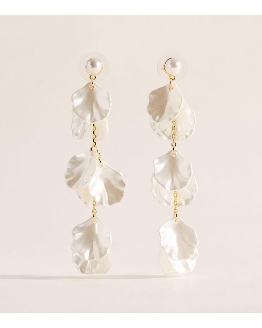 Self-Portrait Natural Faux Pearl Petal Drop Earrings