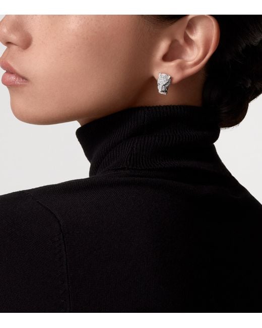Cartier Gray Diamond, Emerald And Onyx Panthère De Earrings