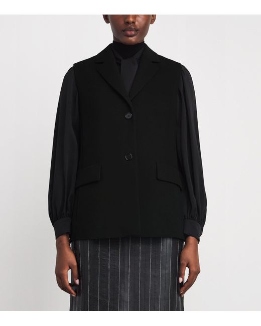 Max Mara Black Virgin Wool Waistcoat