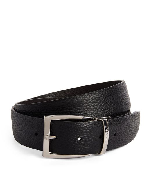 Canali Black Leather Reversible Belt for men