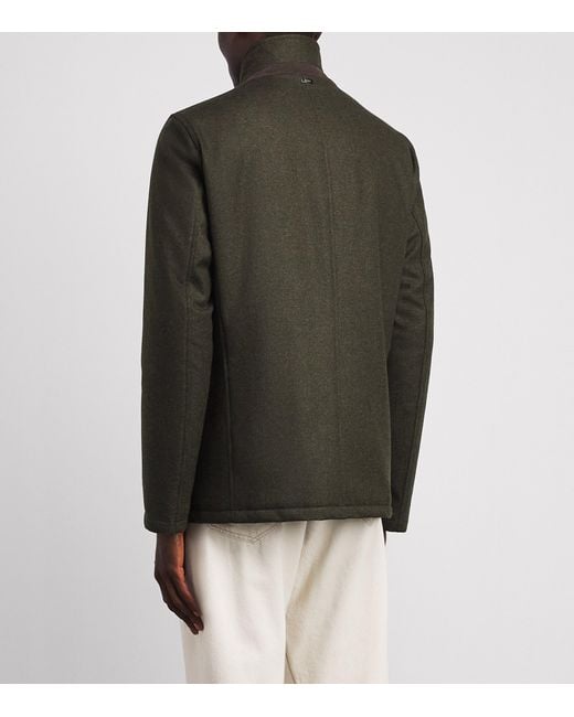 Herno Green Wool-Silk High-Neck Shacket for men