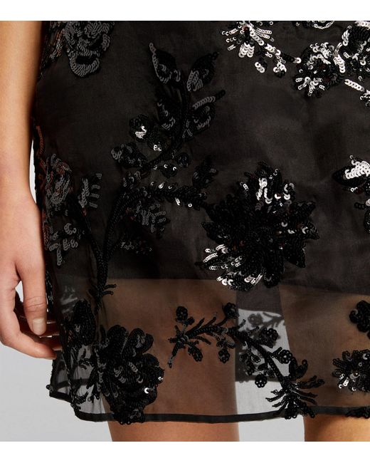 Erdem Black Silk Embellished Mini Dress