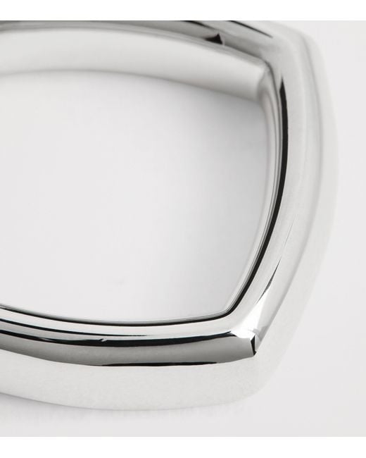Tom Wood White Rhodium-Plated Sterling Frame Ring for men