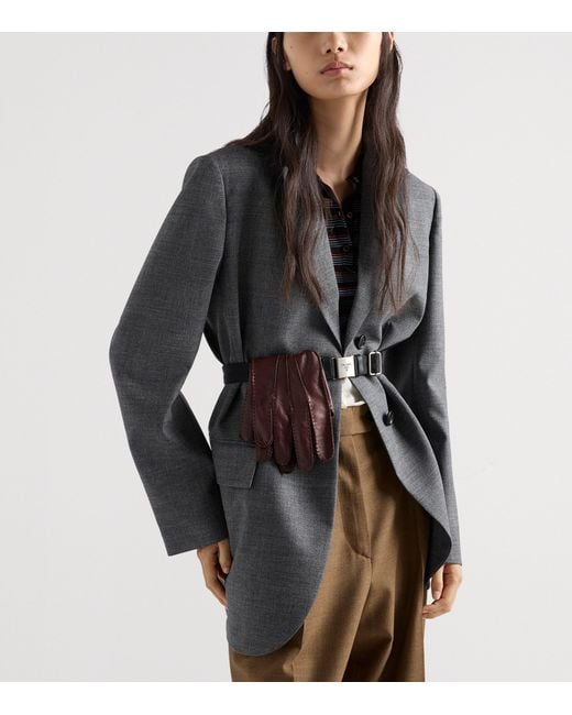 Prada Gray Single-Breasted Mélange Hopsack Blazer