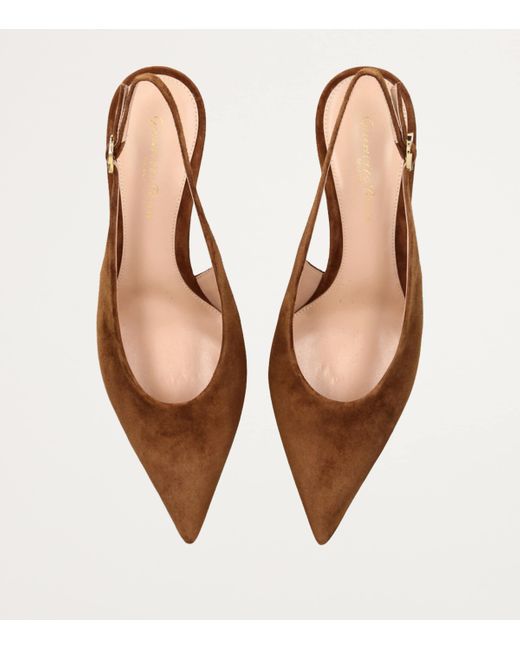Gianvito Rossi Brown Suede Robbie Slingback Pumps 55