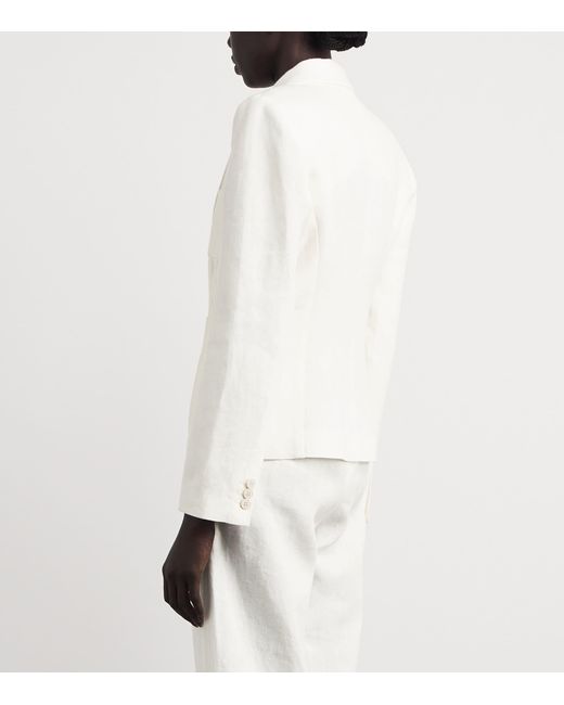 Eleventy White Linen Single-Breasted Blazer