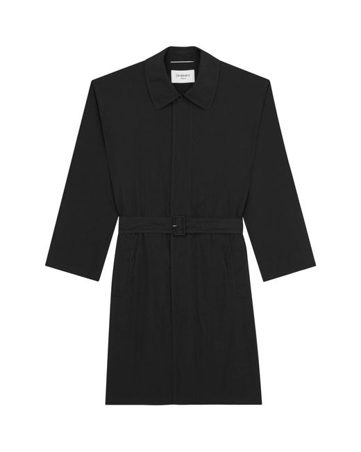 Saint Laurent Black Water-Repellent Trench Coat for men
