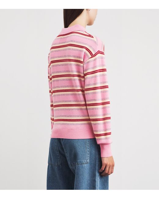 Guest In Residence Pink Cashmere Collegiate Stripe Sweater