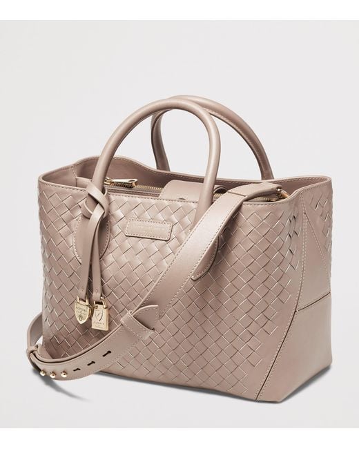 Aspinal Brown Midi Leather London Tote Bag