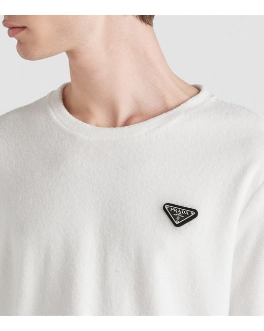 Prada White Terry T-Shirt for men
