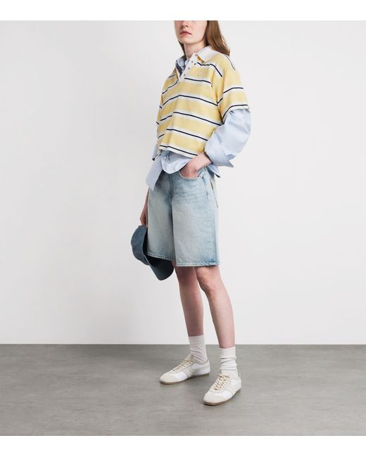 Maje Metallic Cotton-Blend Stripe Polo Shirt