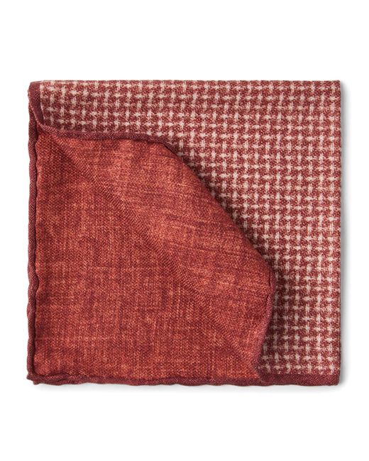 Brunello Cucinelli Red Silk Weave Pocket Square for men