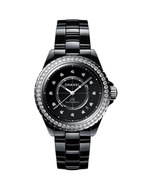 Chanel Black Ceramic, Steel And Diamond J12 Calibre 12.1 Watch