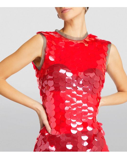 16Arlington Red Circular-sequinned Midi Dress