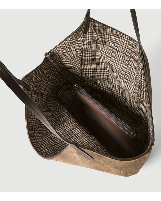 Brunello Cucinelli Brown Prince Of Wales Check-Lined Bc Duo Tote Bag