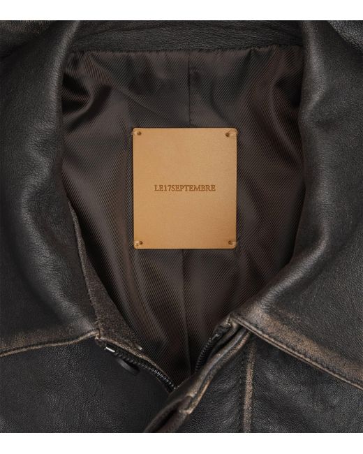 LE17SEPTEMBRE Black Leather Bomber Jacket for men