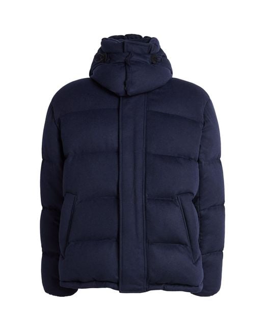 Alan Scott Blue Cashmere-Blend Quilted Down Coat for men