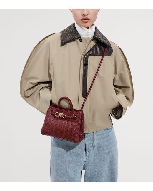 Bottega Veneta Red Mini Leather Andiamo Top-Handle Bag