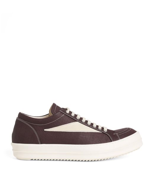 Rick Owens Brown Drkshdw Waxed Canvas Vintage Low-Top Sneakers for men