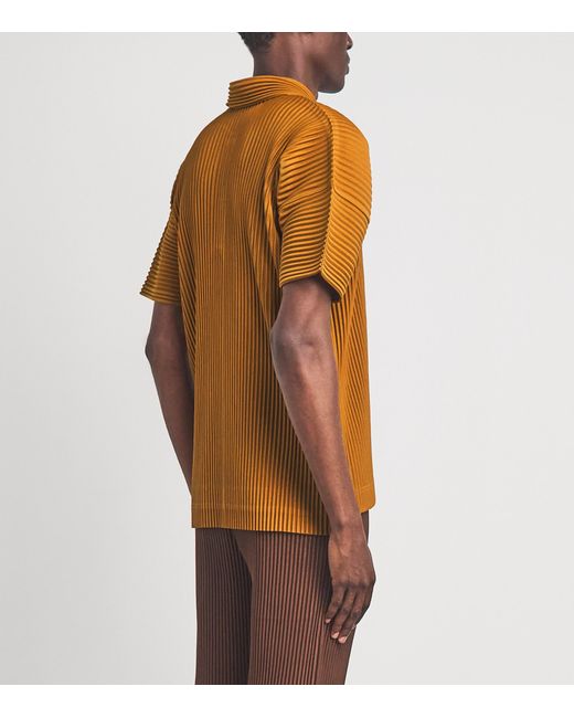 Homme Plissé Issey Miyake Brown Pleated Polo Shirt for men