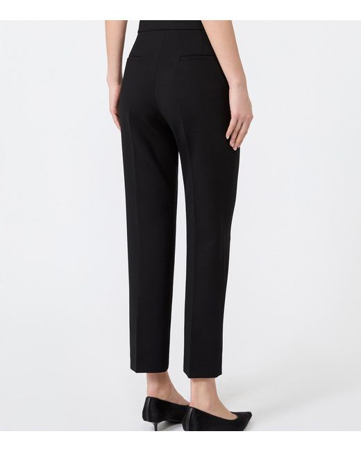 Max Mara Black Wool-Blend Cropped Trousers