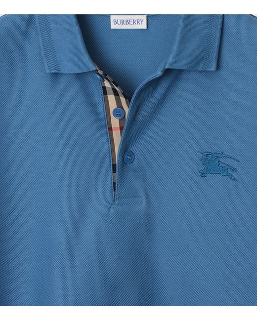 Burberry Blue Piqué Cotton Polo Shirt for men
