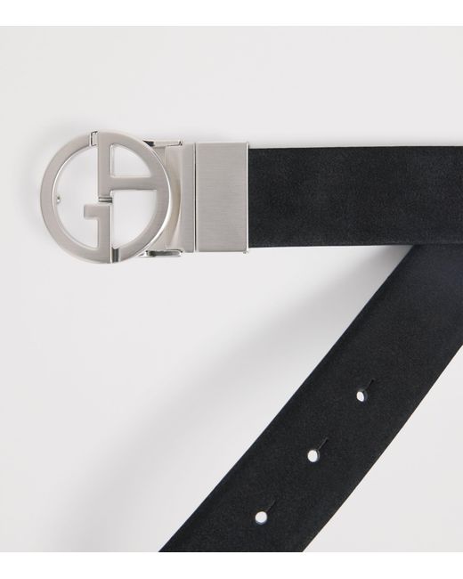 Giorgio Armani Black Suede Reversible Belt Strap for men