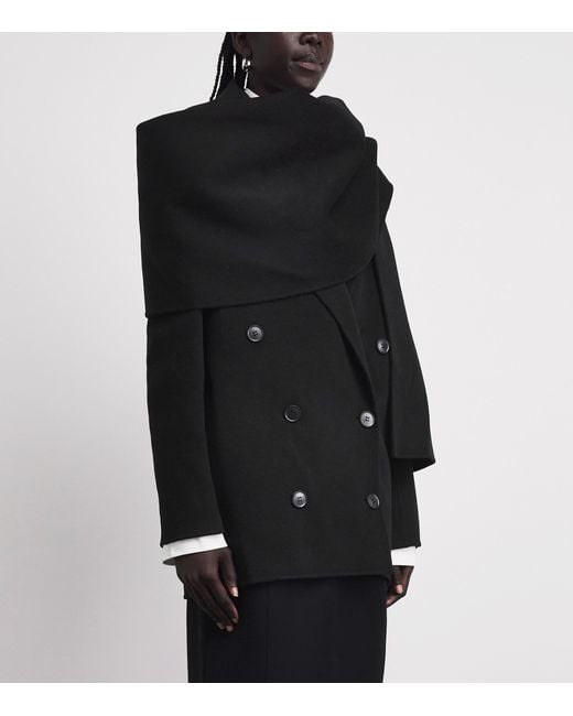 Camilla & Marc Black Wool-Blend Scarf-Neck Memoria Coat