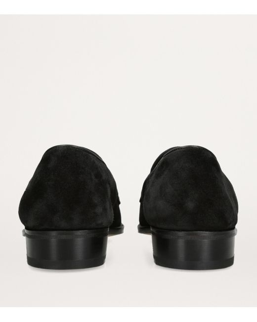 John Lobb Black Suede James Unlined Loafers for men